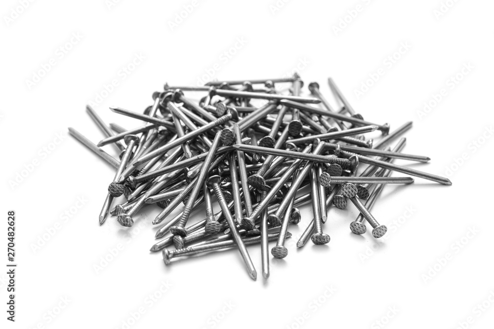 Pile of nails on white background Pile of nails on white background