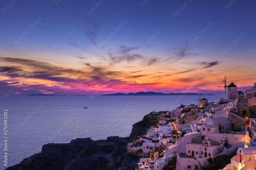 Sunset over Oia, Santorini, Greece