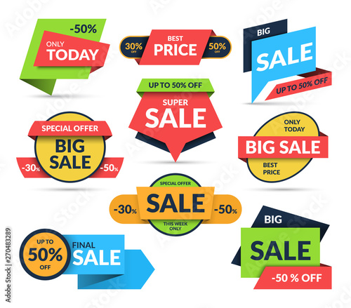 Set of sale stickers isolated on white background