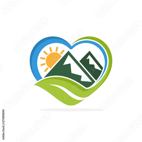 illustration icon with mountains nature preservation care concept