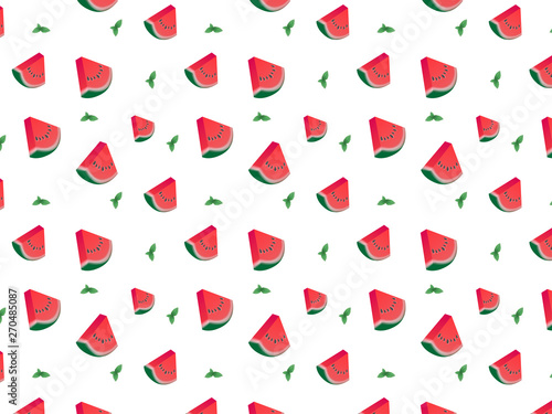 Pattern of watermelon with mint.