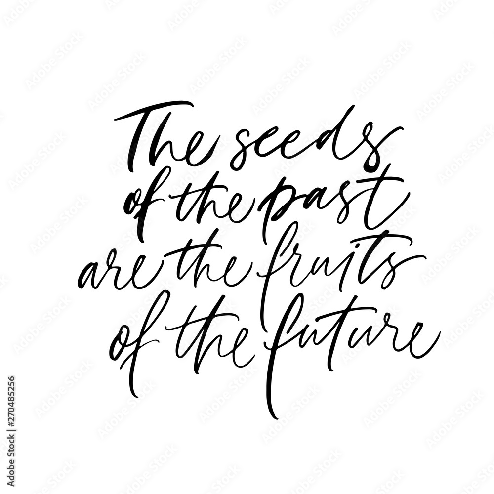 Wisdom saying, citation ink pen vector calligraphy. Seeds of past are fruit of future. Wisdom saying, citation ink pen vector calligraphy. Seeds of past are fruit of future.