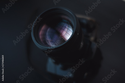 Reflection of glass on camera lens