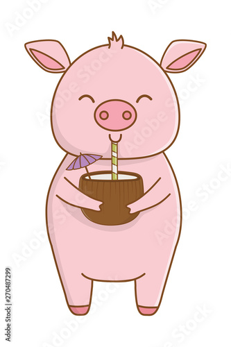cute animal enjoying summer time cartoon