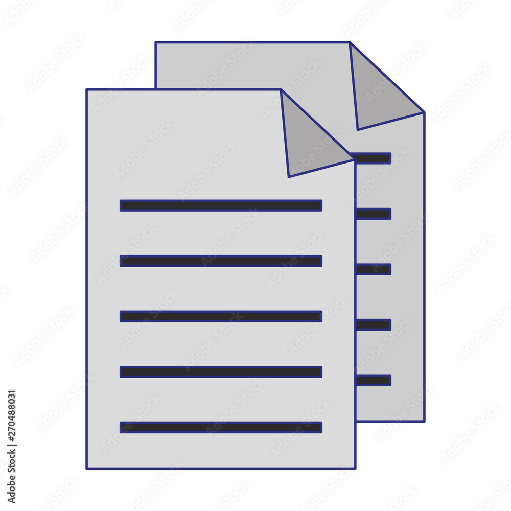 Documents with bent corner symbol blue lines