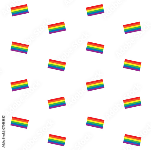 Vector seamless pattern of lgbt rainbow flag isolated on white background