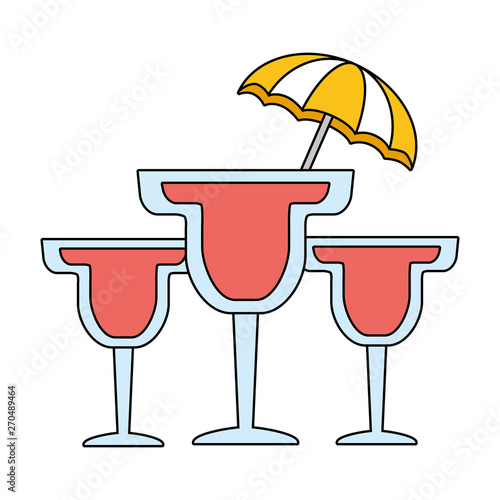 three cocktails drink umbrella beverage