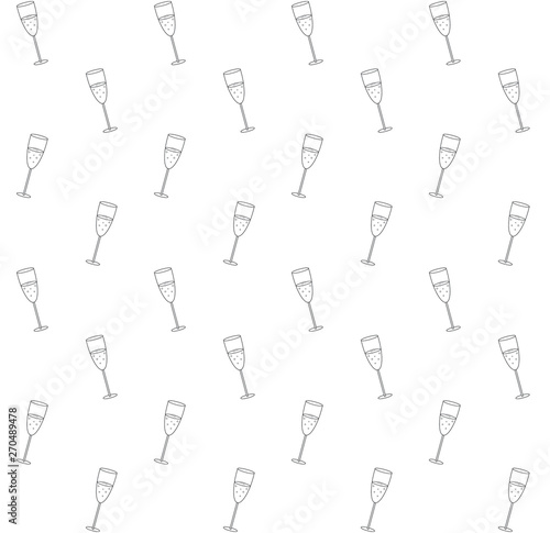Vector seamless pattern of champaigne glass isolated on white
