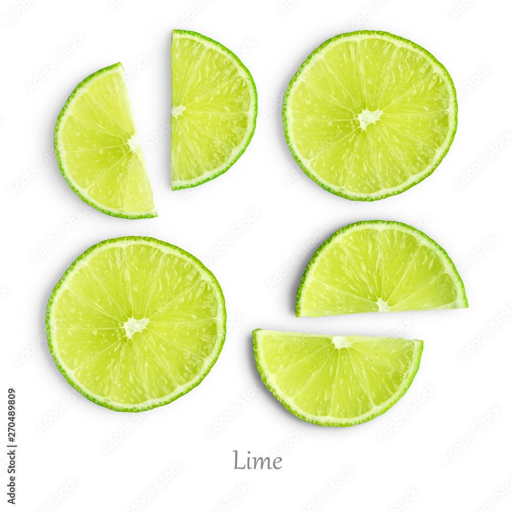 Lime slices isolated