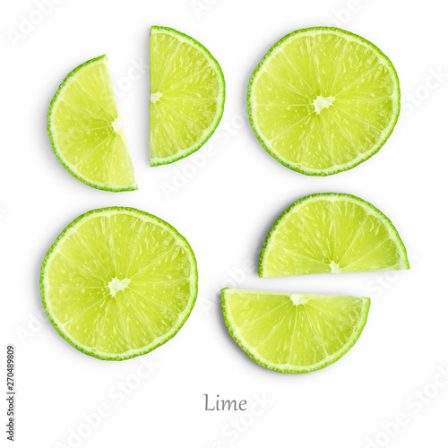Lime slices isolated