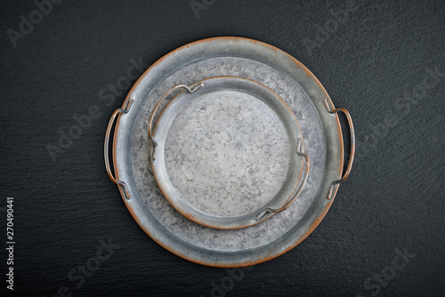 Vintage metal round tray