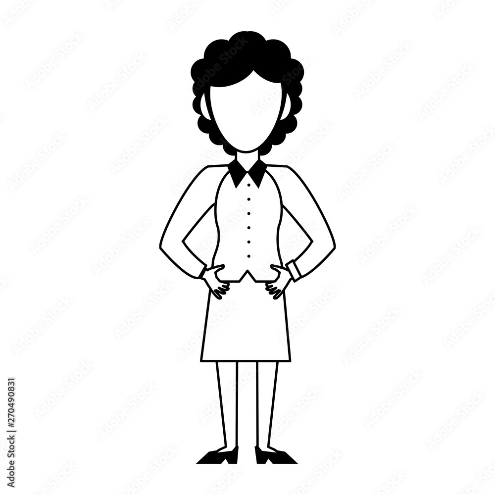 Executive businesswoman character cartoon in black and white Executive businesswoman character cartoon in black and white
