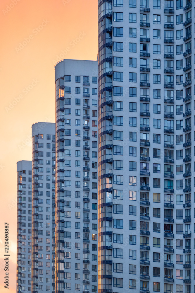 Contemparary apartment building in the city, Residential architecture. Abstract fragment of contemporary architecture. Residential modern building.