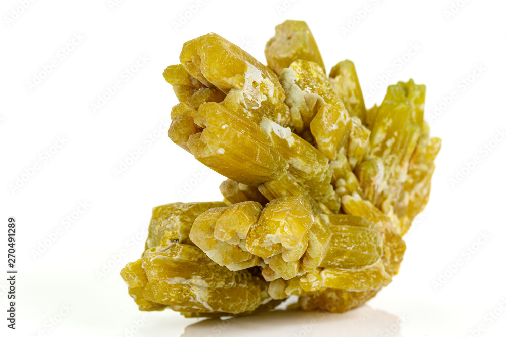 Macro stone Gypsum mineral on white background Macro stone Gypsum mineral on white background