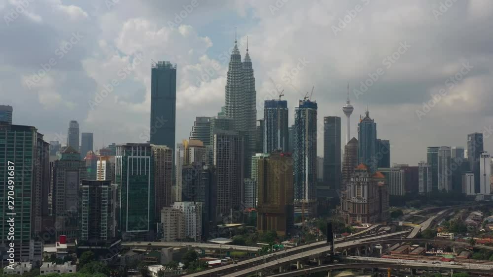 sunny day kuala lumpur city downtown construction aerial panorama 4k malaysia sunny day kuala lumpur city downtown construction aerial panorama 4k malaysia