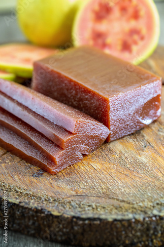 Slices of guava, sweet known by Goiabada, a typical Brazilian sweet common in the state of Minas Gerais in feasts in the month of June and July. Sweet of June party.