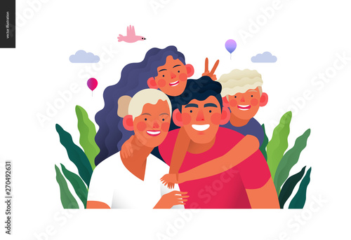 Medical insurance template -family health and wellness -modern flat vector concept digital illustration of a happy family of parents and children, family medical insurance plan