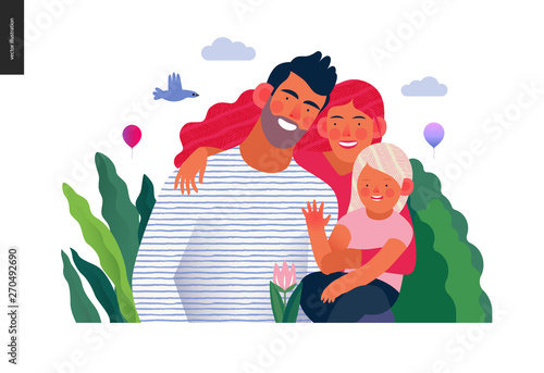 Medical insurance template -family health and wellness -modern flat vector concept digital illustration of a happy family of parents and children, family medical insurance plan