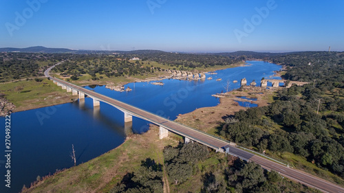 Aerial. Ajuda Bridge crosses the Guadiana River. In Elvas Badajoz. photo