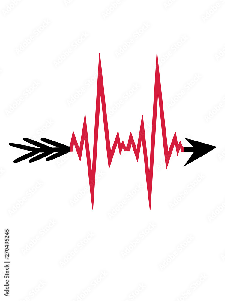 puls pfeil bogen schießen treffen sport hobby club herzschlag frequenz  bogenschießen logo symbol design Stock Illustration | Adobe Stock
