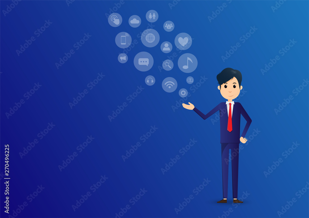 Businessman and icon technology connecting. Automation communication concept. Business concept. illustrator vector.