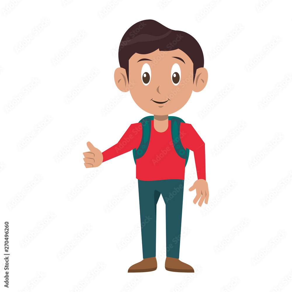 Student boy with backpack