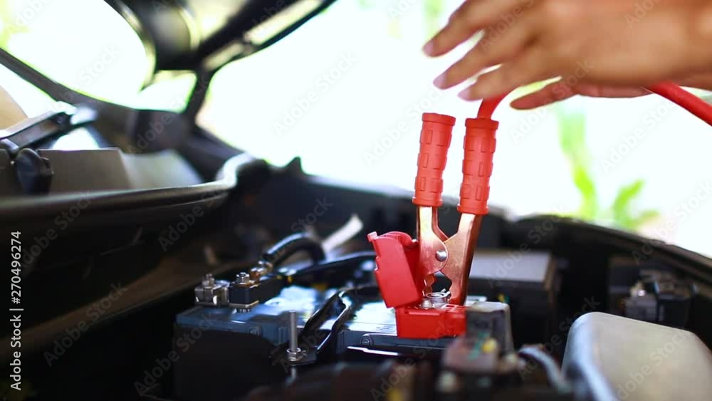 cable connection procedure car battery. step of charging car with