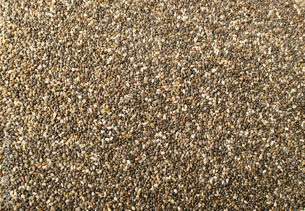 Background of Chia Seeds Close Up and Top View Background of Chia Seeds Close Up and Top View
