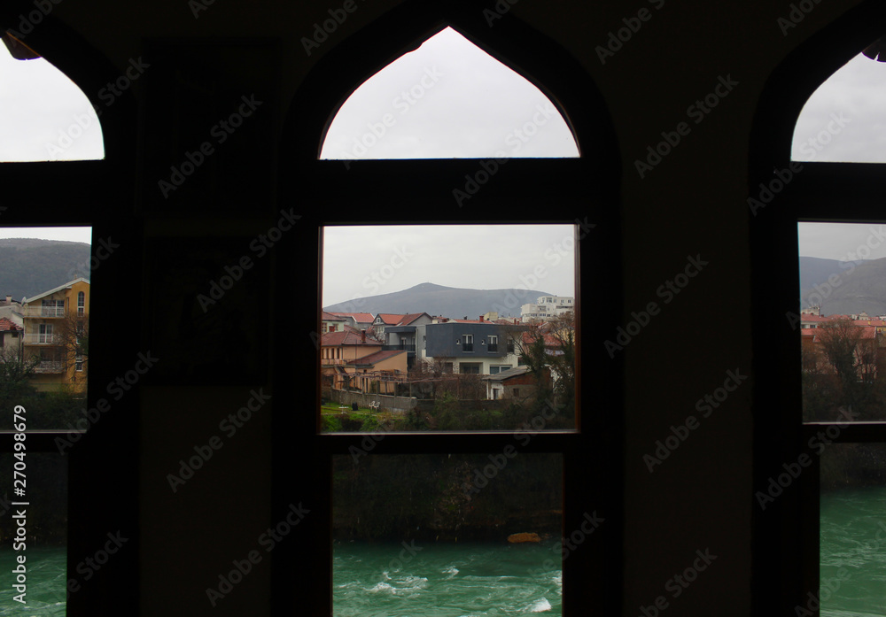 Window View of Neretva River in Mostar, Bosnia