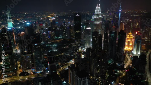 Wallpaper Mural night time flight over kuala lumpur city downtown traffic aerial panorama 4k malaysia Torontodigital.ca