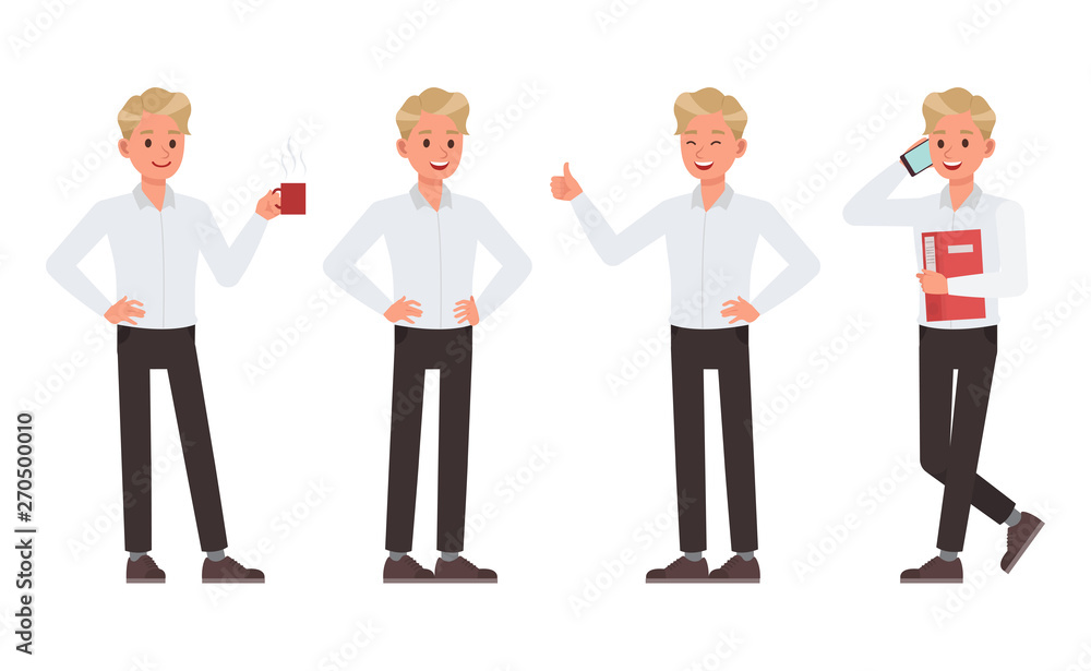 Man wear white shirt character vector design. no2 Man wear white shirt character vector design. no2