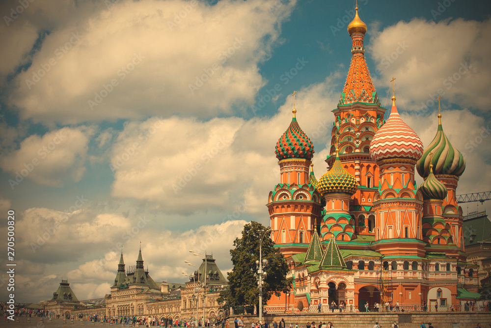 Russia, Cityscape with Saint Basil's Cathedral in Moscow