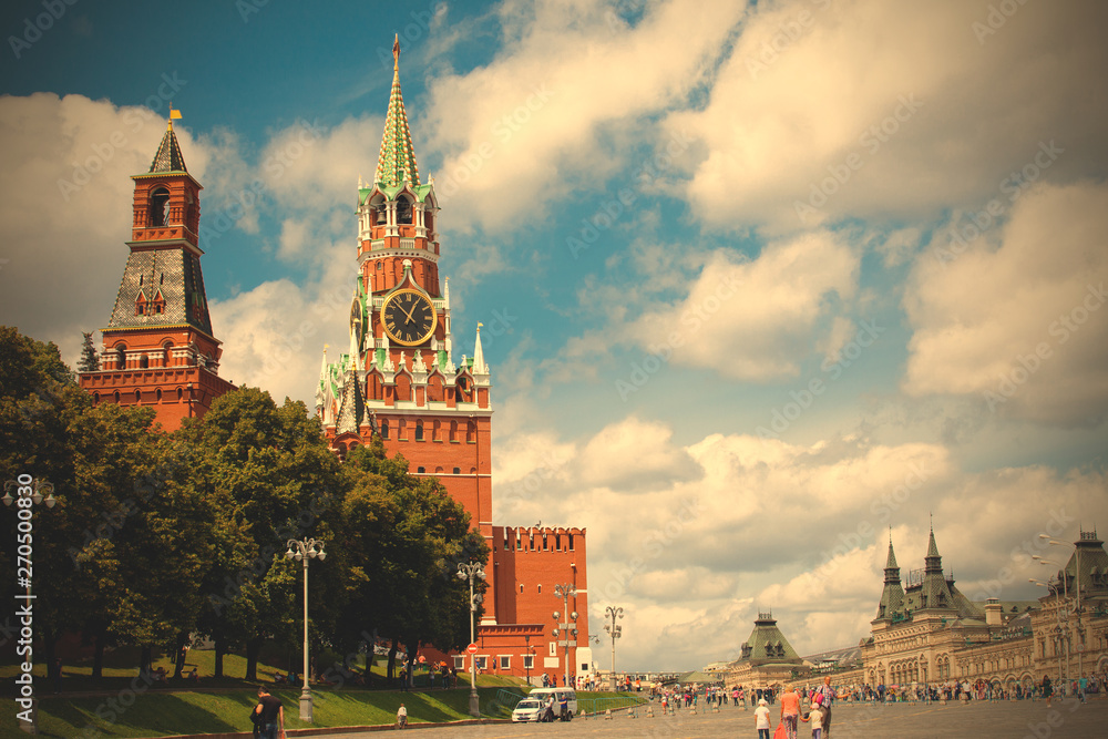 Moscow, Russia, summer cityscape of Red Square and the Spassky Tower