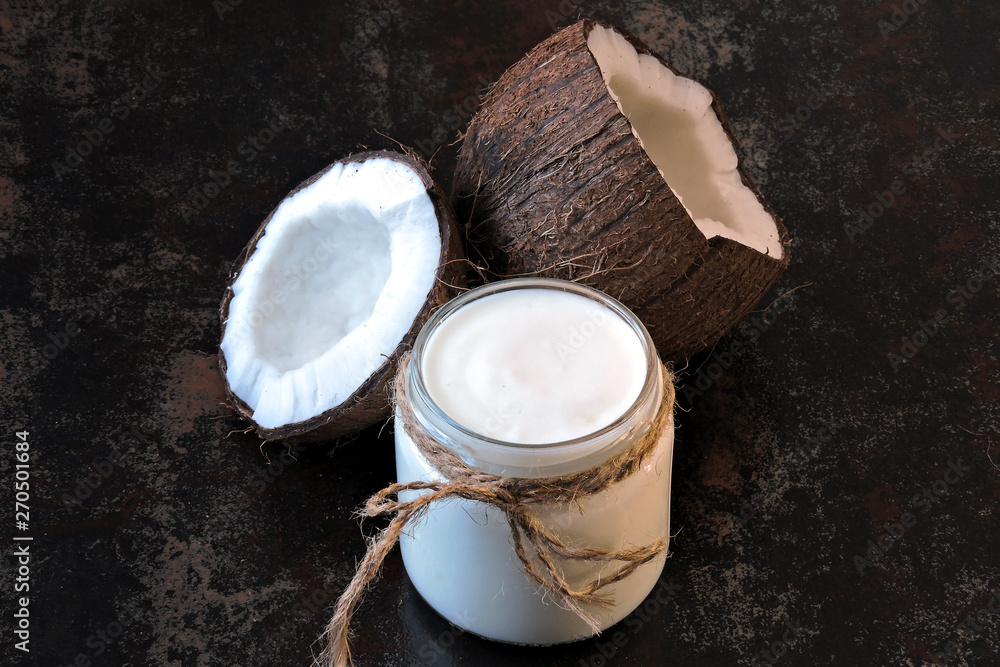 Coconut yogurt and coconut. Vegan yogurt. Keto diet. Coconut yogurt and coconut. Vegan yogurt. Keto diet.