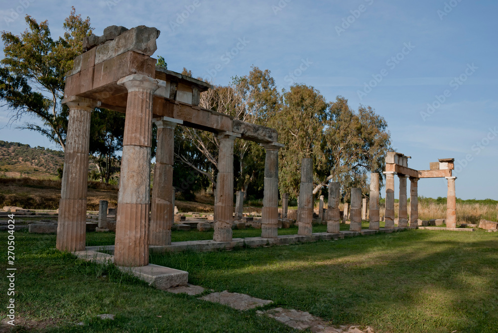 The ancient temple of goddess Artemis in the Vravrona region, Attica, Greece, June 2018.