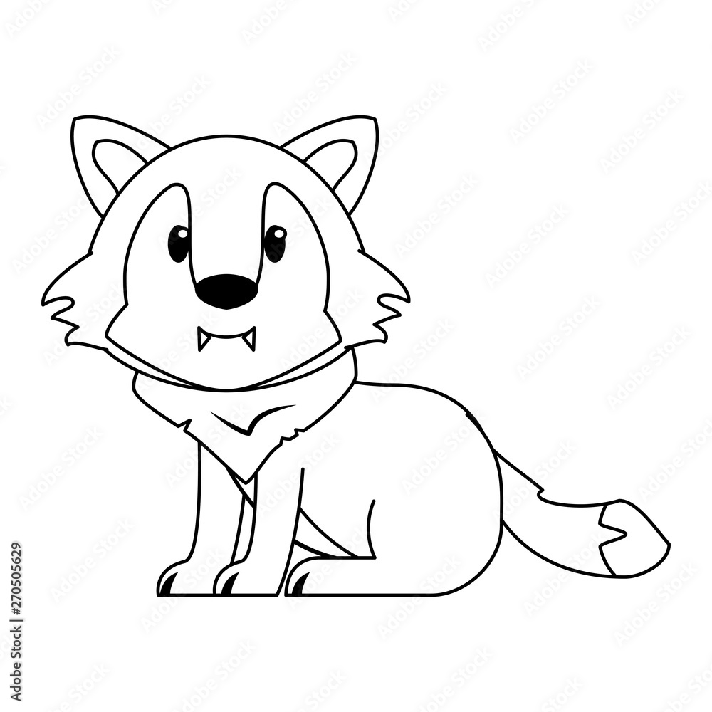 wolf wildlife cute animal cartoon in black and white Stock Vector | Adobe Stock wolf wildlife cute animal cartoon in black and white Stock Vector | Adobe Stock