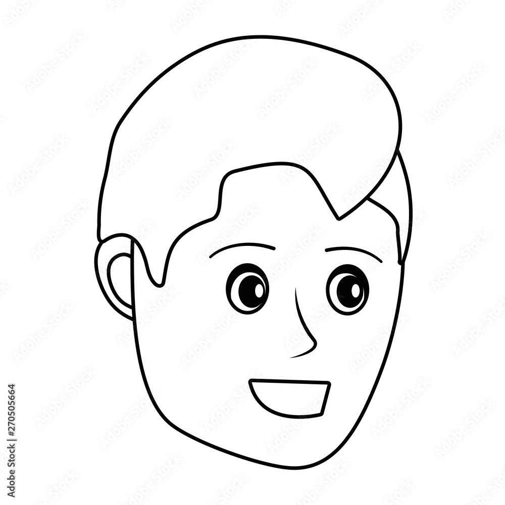 young man face isolated cartoon
