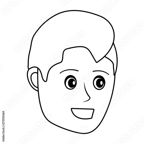 young man face isolated cartoon