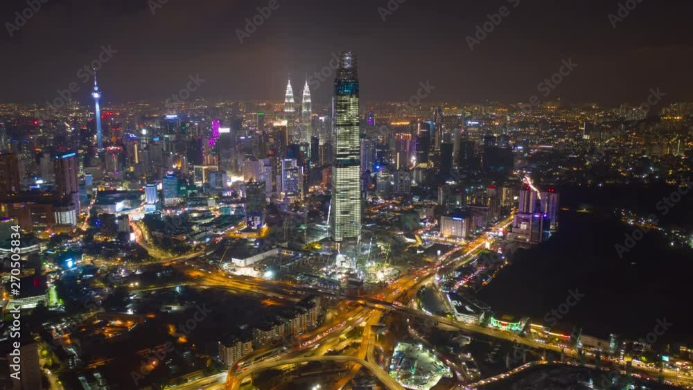 night time illumination kuala lumpur city downtown traffic aerial panorama 4k timelapse malaysia night time illumination kuala lumpur city downtown traffic aerial panorama 4k timelapse malaysia
