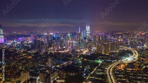 Wallpaper Mural sunset time kuala lumpur cityscape downtown traffic road aerial panorama 4k timelapse malaysia  Torontodigital.ca