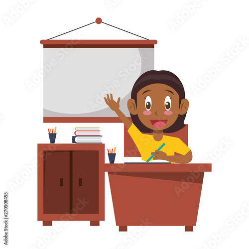 Student girl in classroom cartoon