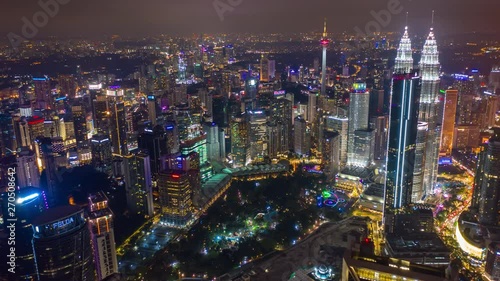 Wallpaper Mural kuala lumpur city downtown night time illuminated aerial panorama 4k timelapse malaysia  Torontodigital.ca