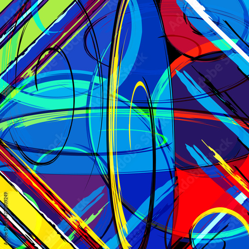 Abstract geometric colored background in the style of graffiti. Qualitative illustration for your design.