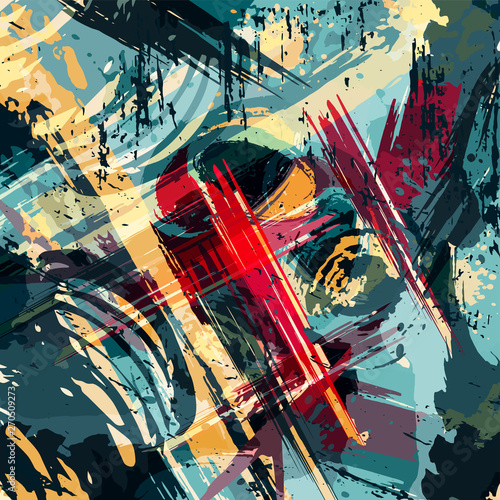 Abstract geometric colored background in the style of graffiti. Qualitative illustration for your design.