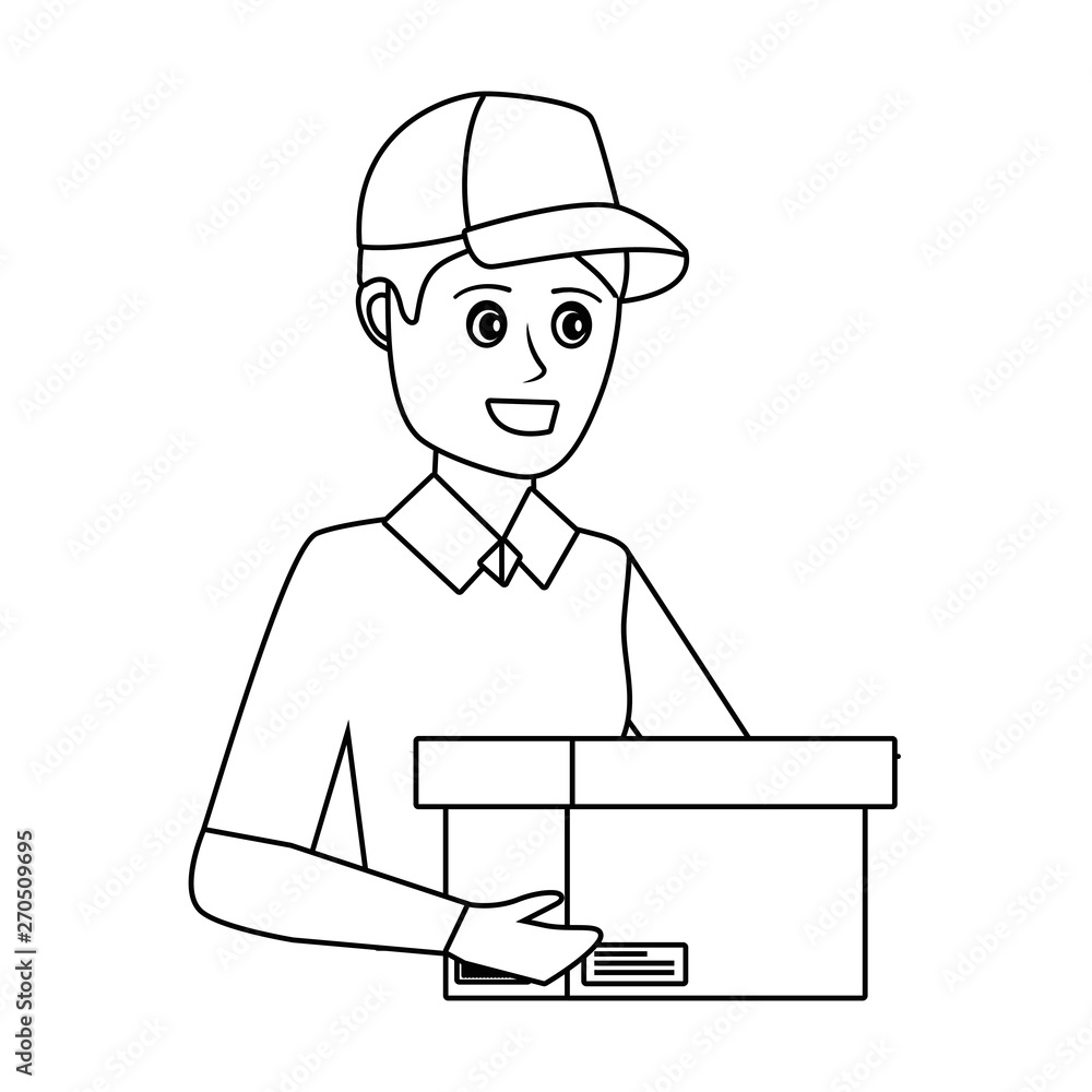 delivery service worker man cartoon delivery service worker man cartoon
