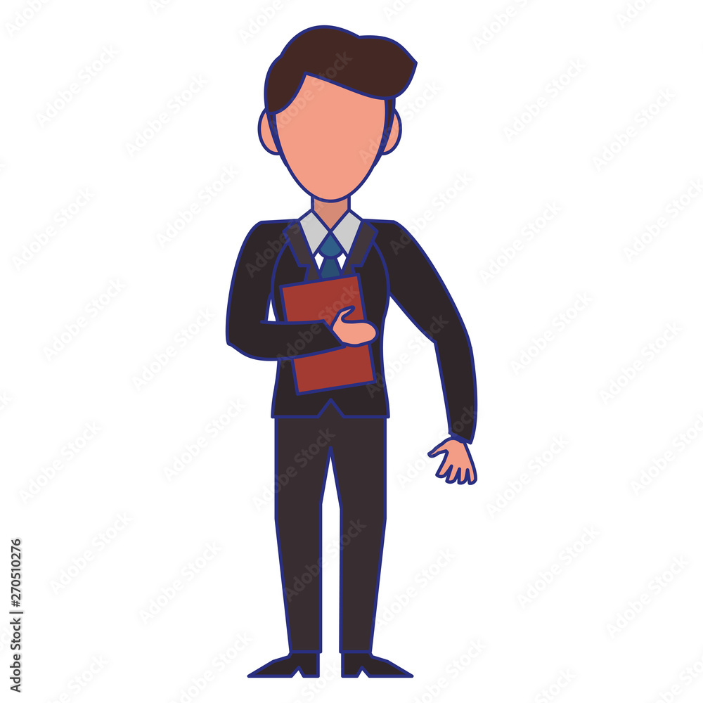 Obraz premium Executive businessman character cartoon blue lines