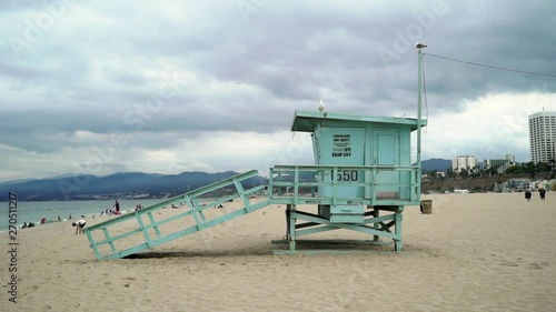 Lifeguard at Los Angeles beach in the evening