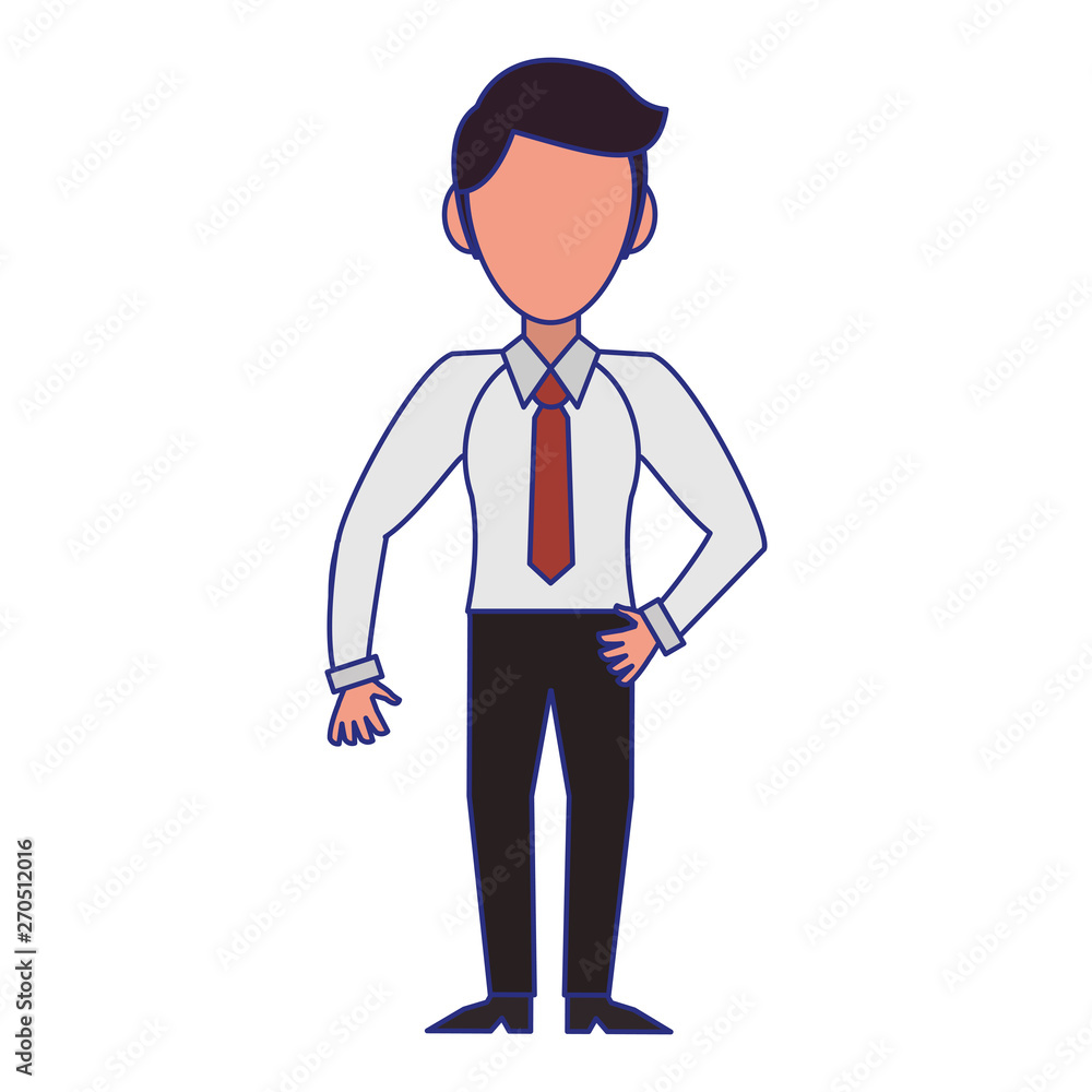 Executive businessman character cartoon blue lines