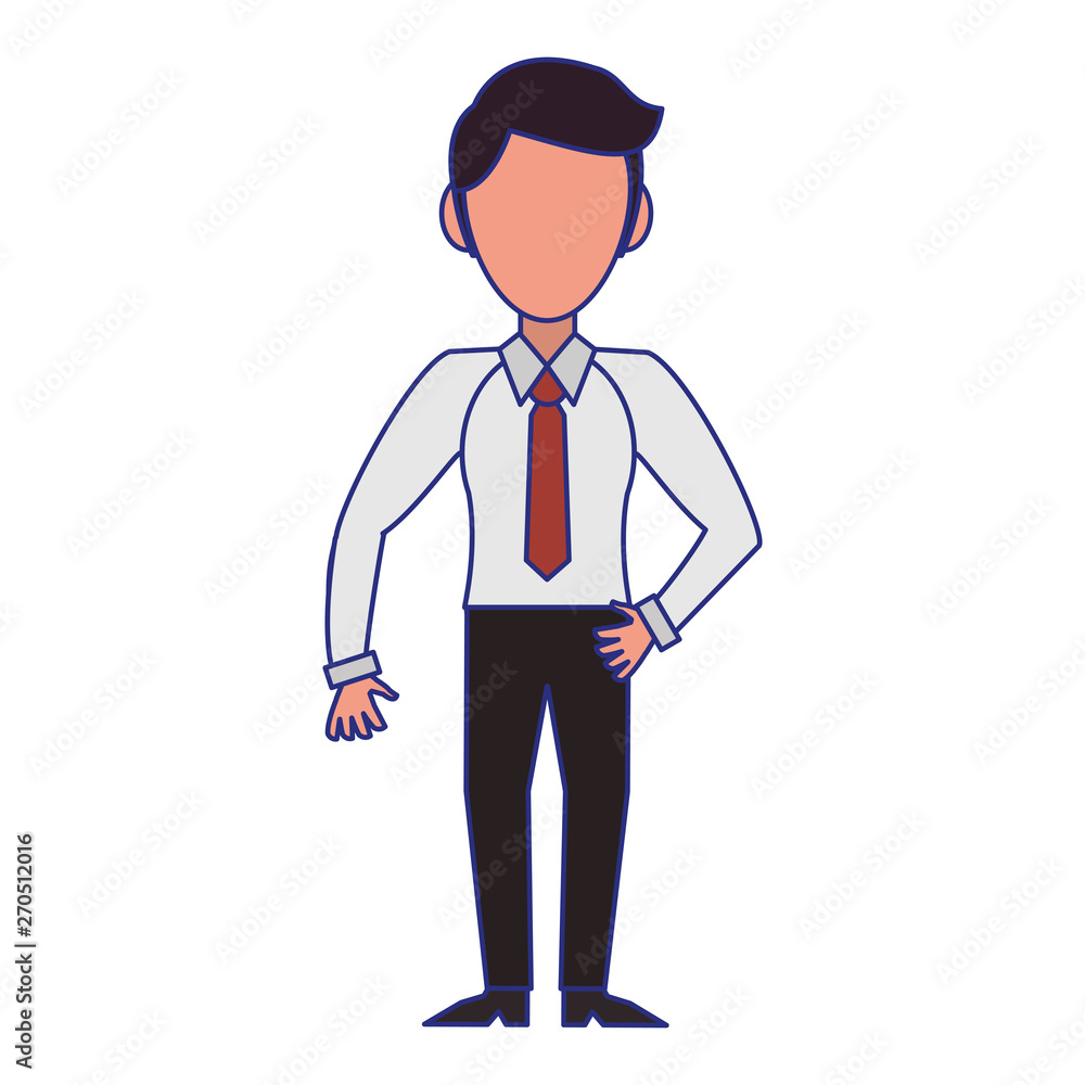Executive businessman character cartoon blue lines Executive businessman character cartoon blue lines