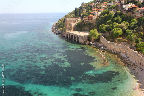Fototapeta Naklejka Na Ścianę i Meble -  Alanya. Turkey. Five docks of Historical Dockyard Building. Shipyard Tersane Alanya.